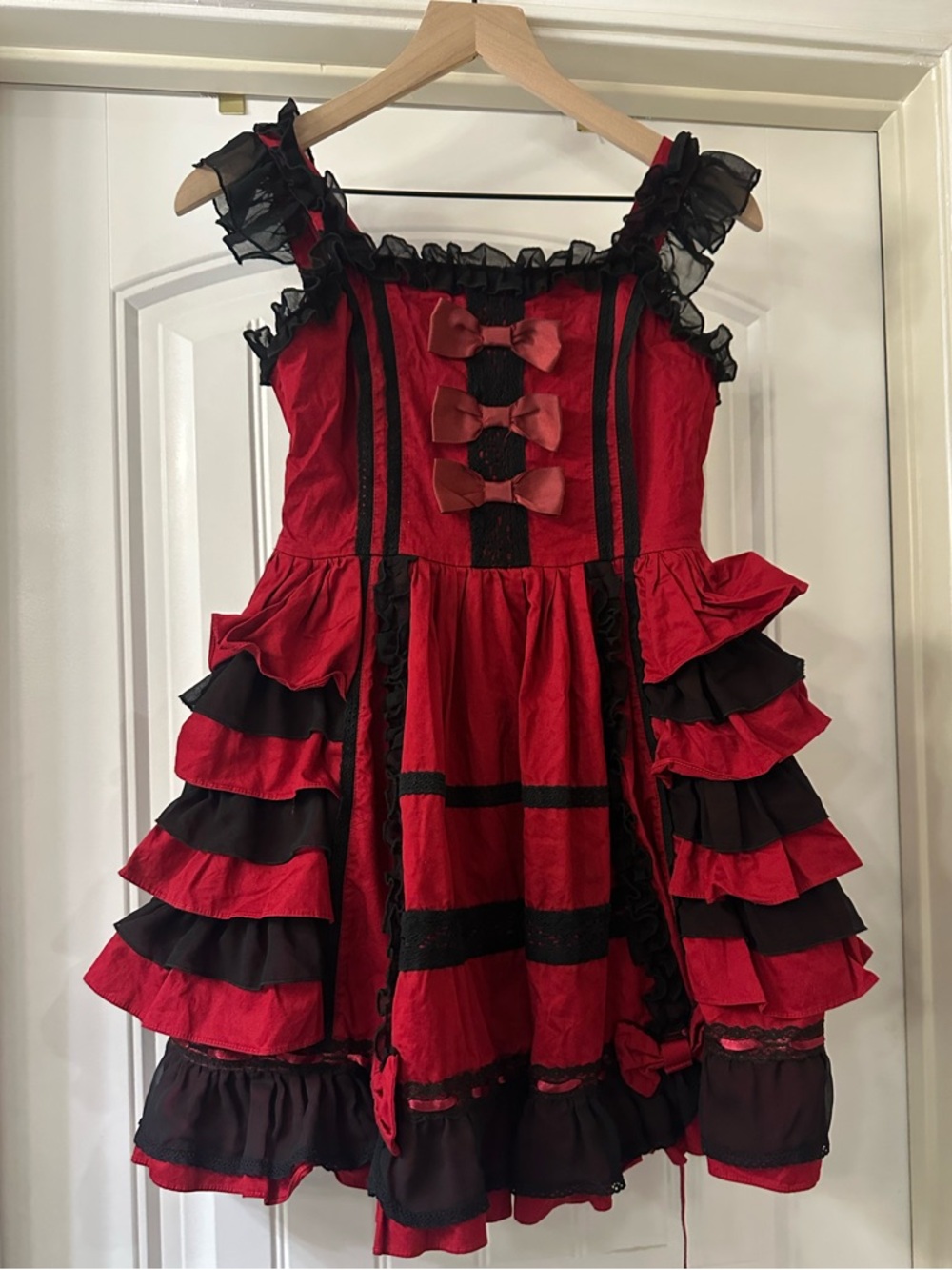 Women's  Red & Black Ruffle Dress | Gothic
Lolita Style | Size S EUC